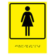 Тактильная пиктограмма «Женский туалет» с азбукой Брайля, ДС69 (пленка, 150х225 мм)